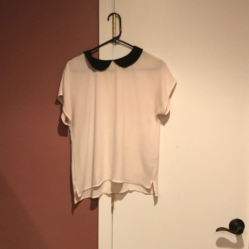 Sheer off white and black top